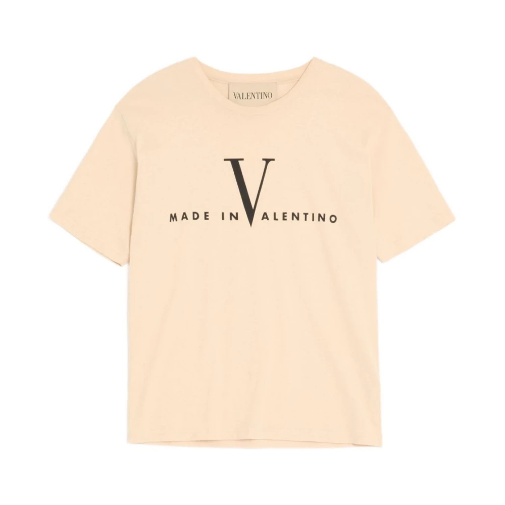 Valentino Garavani Herren Beige - Baumwoll-T-Shirt Mit 'Made In'-Print - Tops - Xl