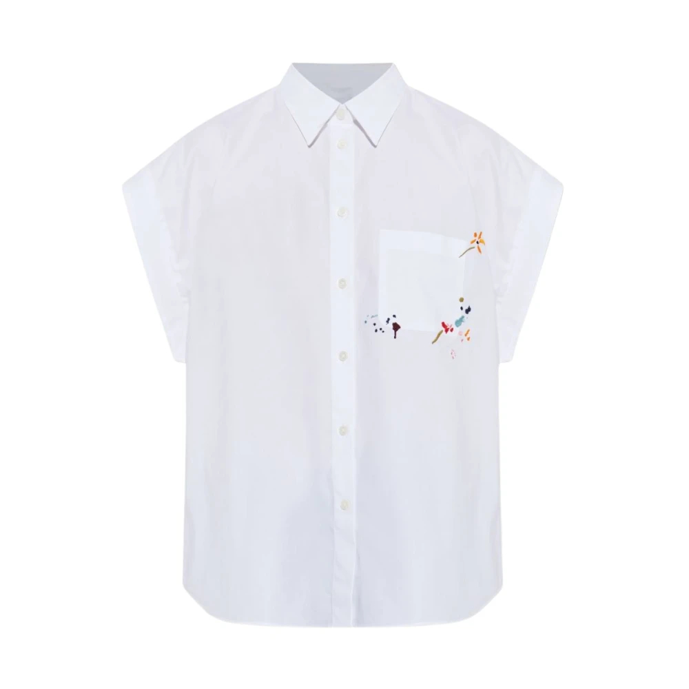 Paul Smith Damen Weiß - Shirt Mit Blumenstickerei - Blouses & Shirts - 2XS