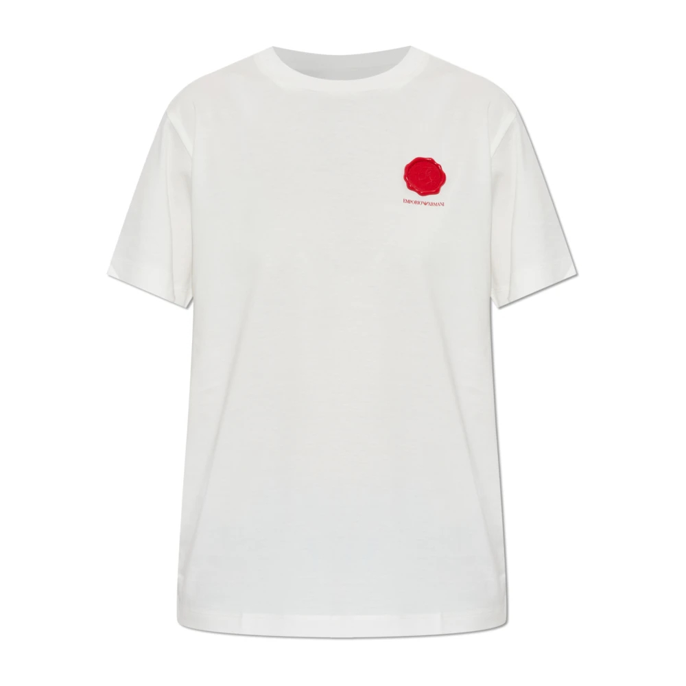 Emporio Armani Damen Weiß - T-Shirt Mit Applikation - Tops - Xs