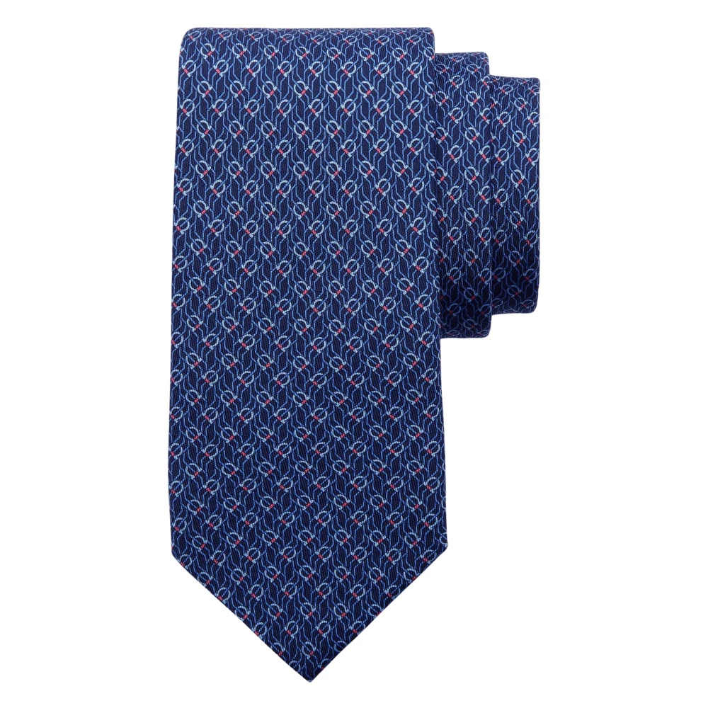 Ferragamo Herren Blau Seidenkrawatte Mit Tetris-Print - Bild 7