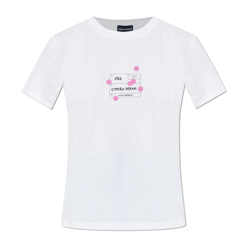Emporio Armani Damen Weiß - Asv Jersey T-Shirt Mit Adler-Print - Tops - S