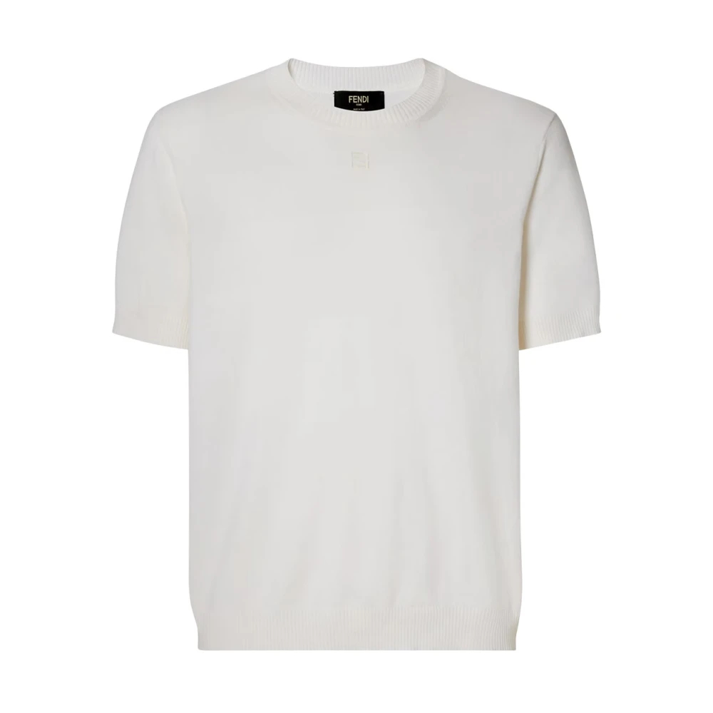 Fendi Herren Weiß - T-Shirt Mit Gesticktem Logo - Tops - Xl