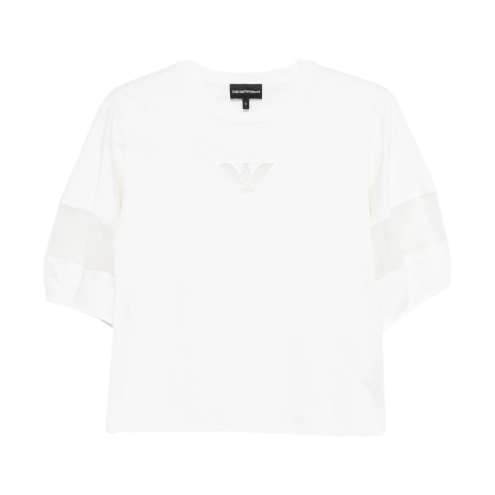 Emporio Armani Damen Weiß - T-Shirt Mit Gesticktem Logo - Tops - Xs