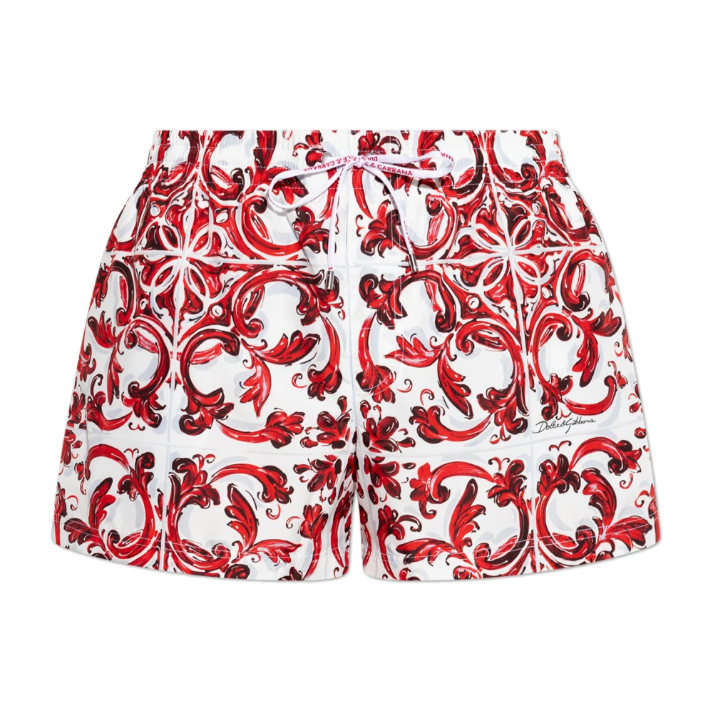Dolce & Gabbana Herren Rot - Badeshorts Mit Majolika-Print - Swimwear - Xl