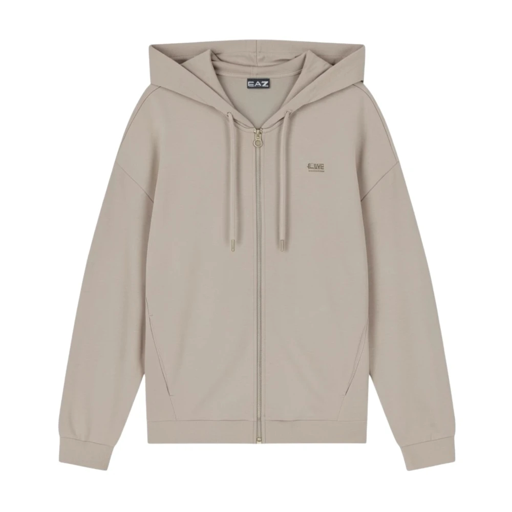 Emporio Armani Ea7 Damen Braun - Precious Stretch-Modal Interlock Reißverschluss-Sweatshirt - Sweatshirts & Hoodies - Xs