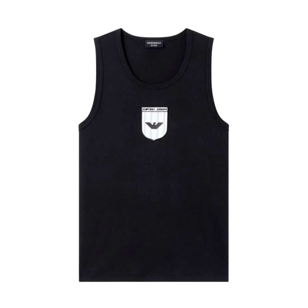 Emporio Armani - Icon Tanktop Aus Interlock-Jersey Mit Stickerei - Tops - Herren - Schwarzk - M