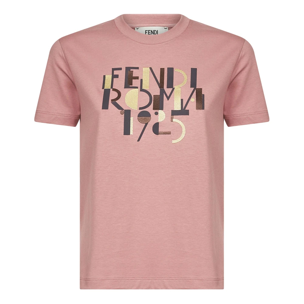 Fendi Damen Rosa - Multicolor Roma 1925 Print T-Shirt - Tops - Xs