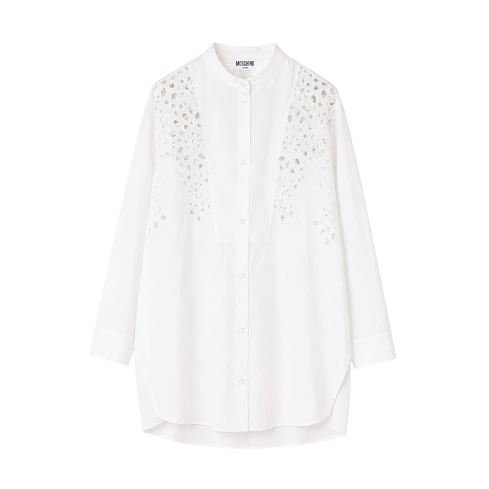 Moschino Damen Weiß - Chemisier Over Mit Sangallo-Stickereien - Blouses & Shirts - S