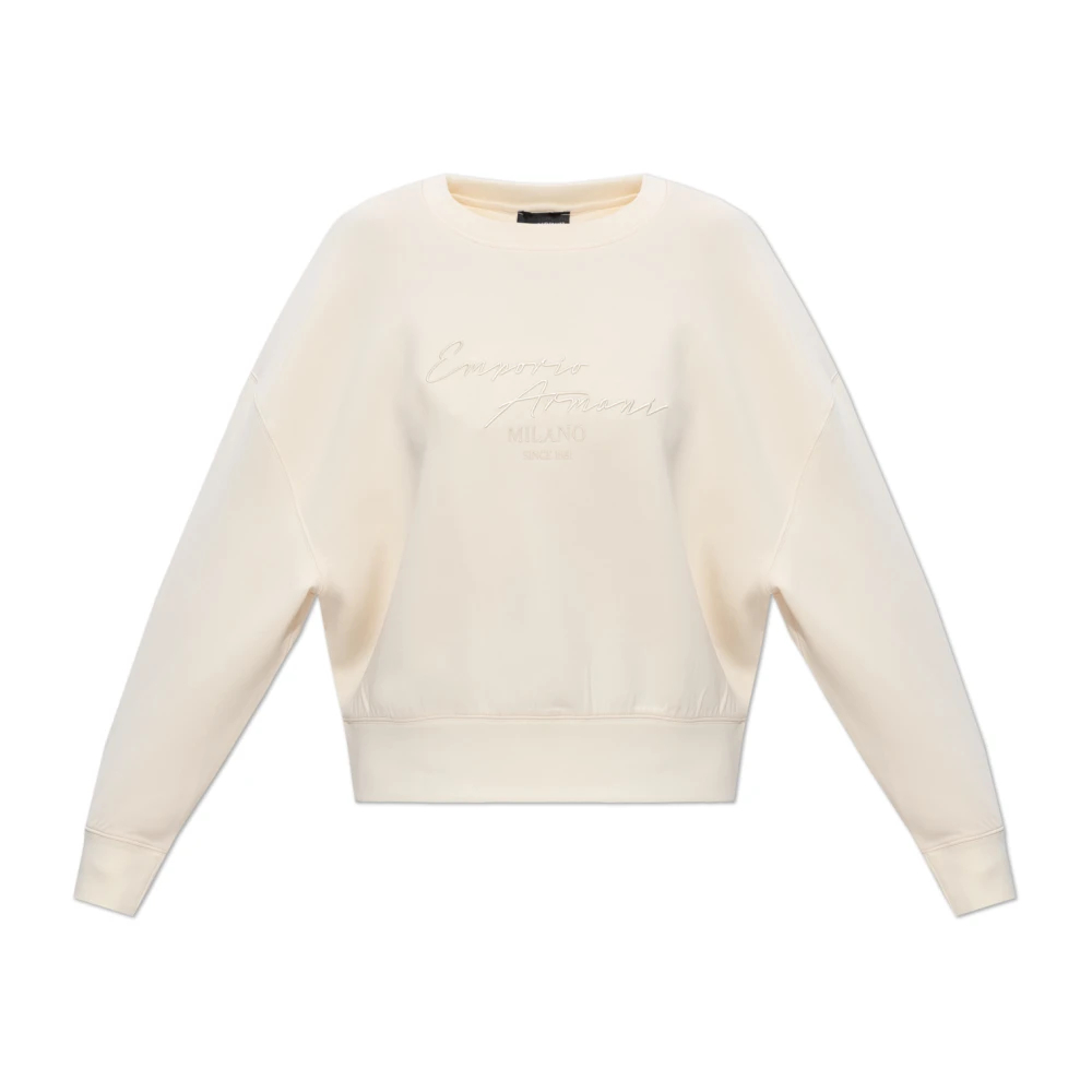 Emporio Armani Damen Beige - Sweatshirt Mit Gesticktem Logo - Sweatshirts & Hoodies - S