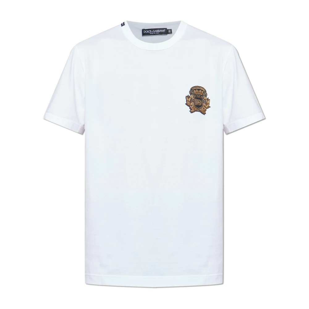Dolce & Gabbana Herren Weiß - T-Shirt Mit Applikation - Tops - Xs