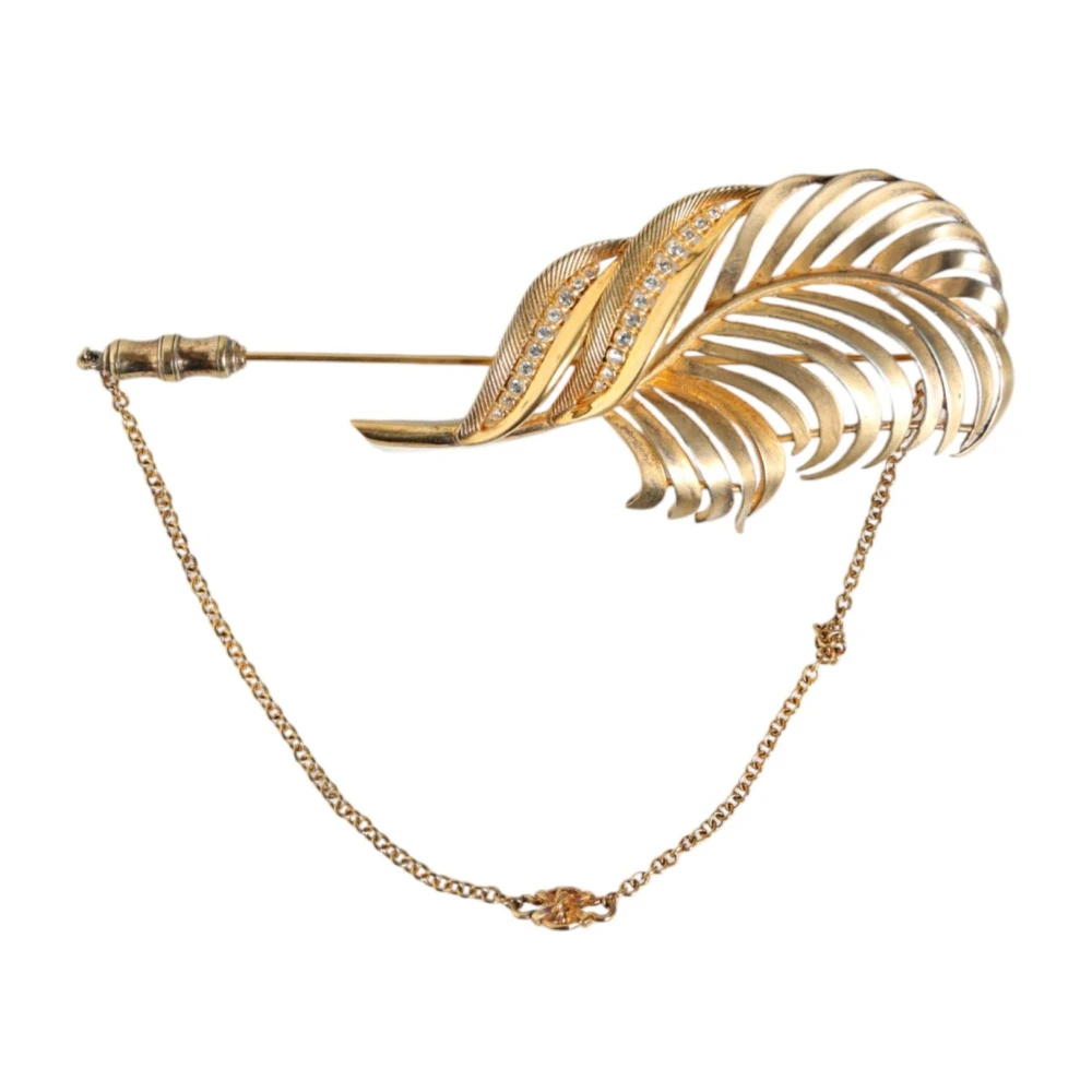 Dolce & Gabbana Damen Gelb - Goldblatt Kristallkette Brosche - Accessories - One Size