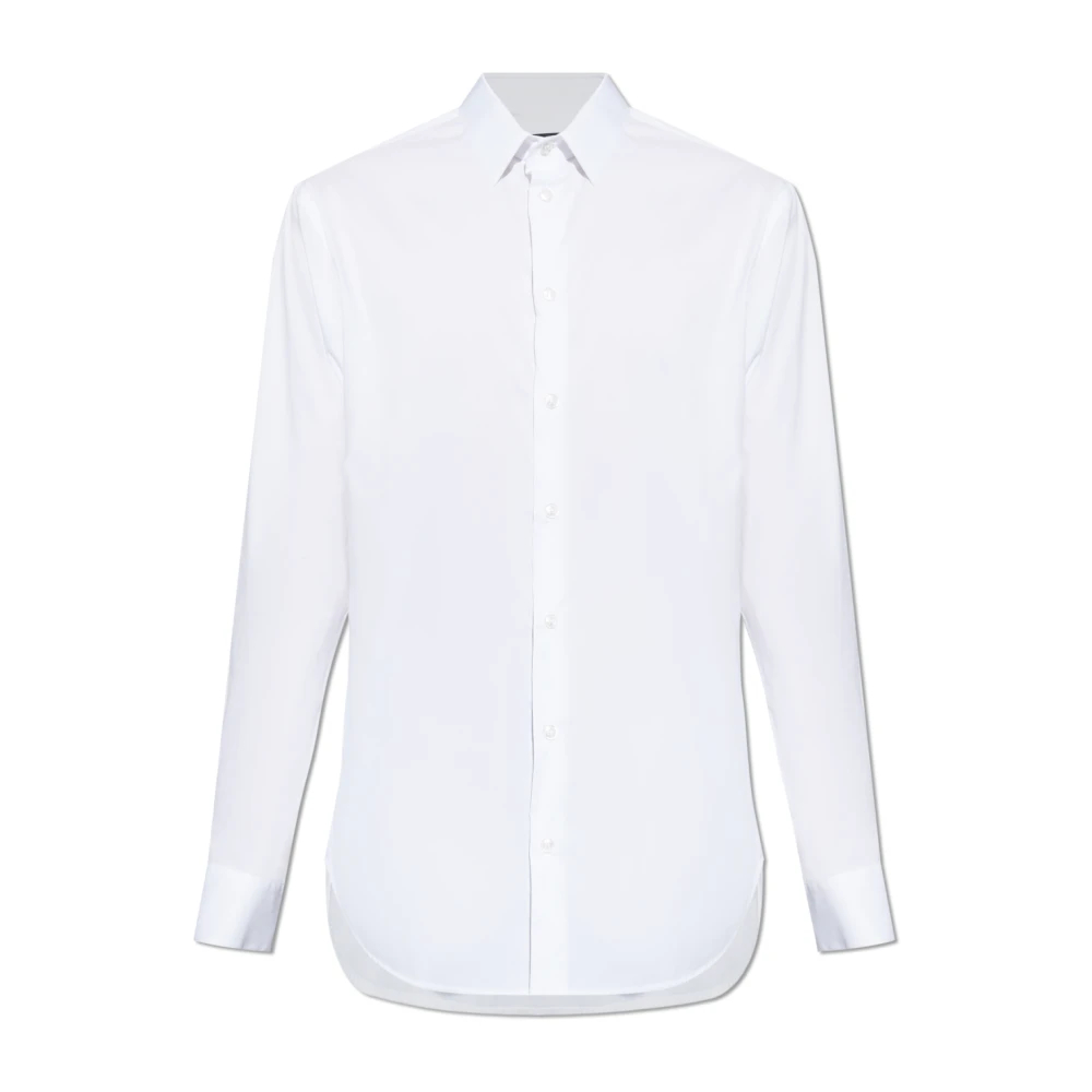 Giorgio Armani Herren Weiß - Stretch-Stoffhemd Mit Kragenstäbchen - Shirts - 3XL