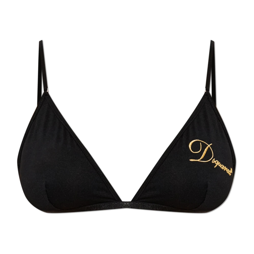 Dsquared2 Damen Schwarz - Bralette Mit Gesticktem Logo - Underwear - K - S