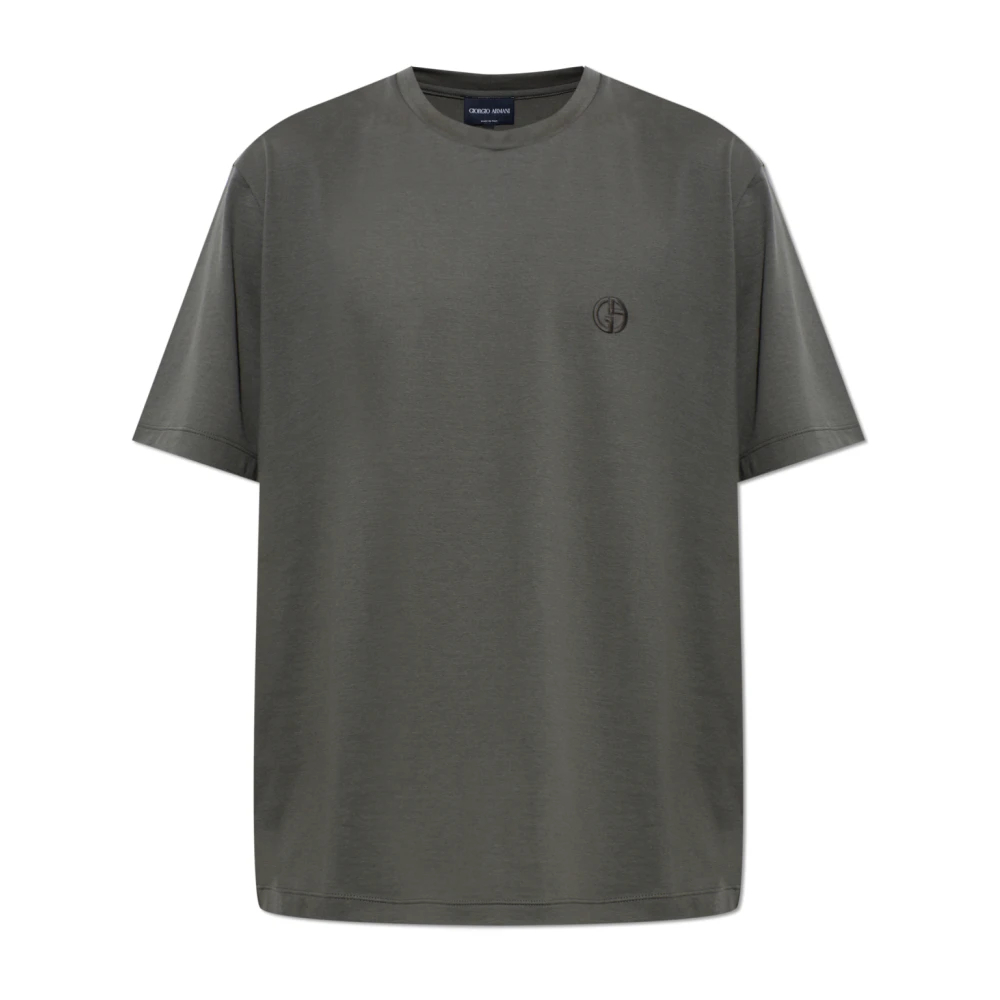 Giorgio Armani - T-Shirt Mit Gesticktem Logo - Tops - Herren - Grau - L