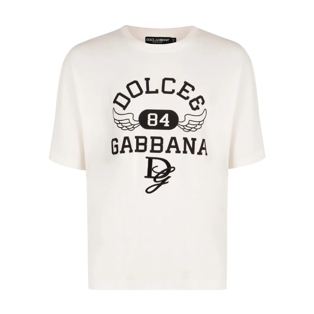 Dolce & Gabbana Herren Weiß - Baumwoll-T-Shirt Mit Logo-Print - Tops - S