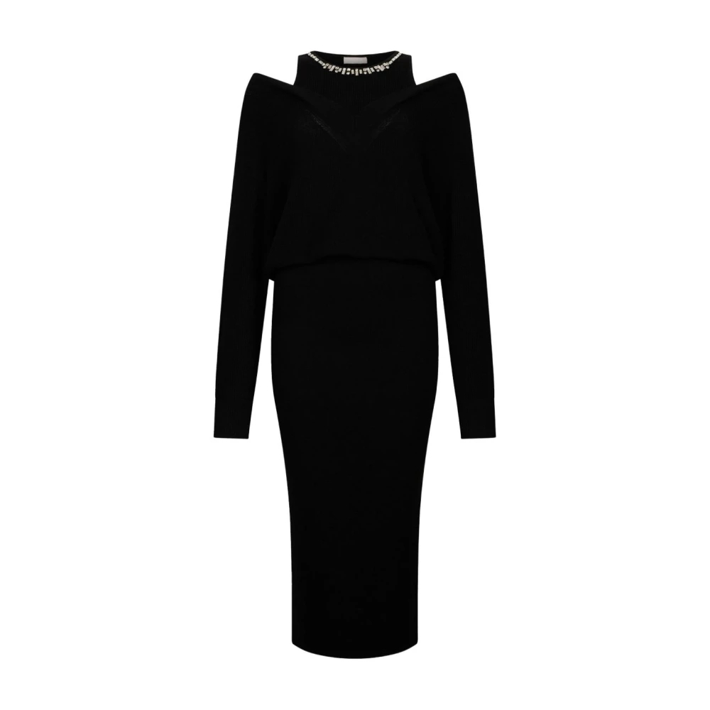 Liu Jo Damen Schwarz - Strickkleid Mit Schmuckstickerei - Dresses - K - L