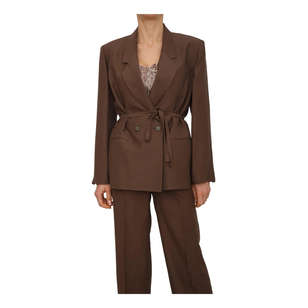 Blugirl Damen Braun - Giacca Over Lino Enver Satin - Jackets - S