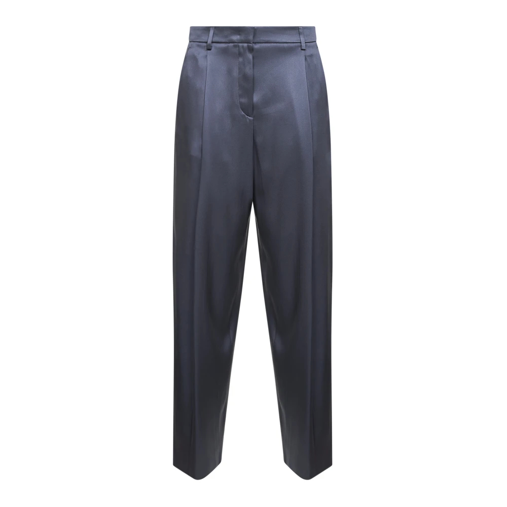 Giorgio Armani Damen Blau - Seiden-Doppelsatinhose Mit Einfacher Bundfalte - Trousers - Xl