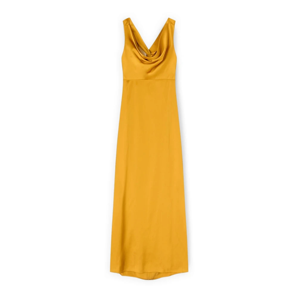 Motivi Damen Gelb - Langes- Drapiertes Satin-Kleid - Dresses - 2XS