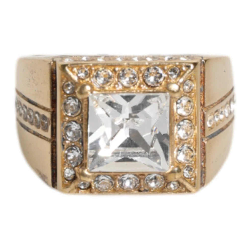 Dolce & Gabbana Damen Gelb - Goldfarbener Kristallring - Accessories - 58 Mm
