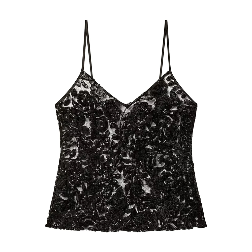Golden Goose Damen Schwarz - Ärmelloses Besticktes Top - Tops - K - M