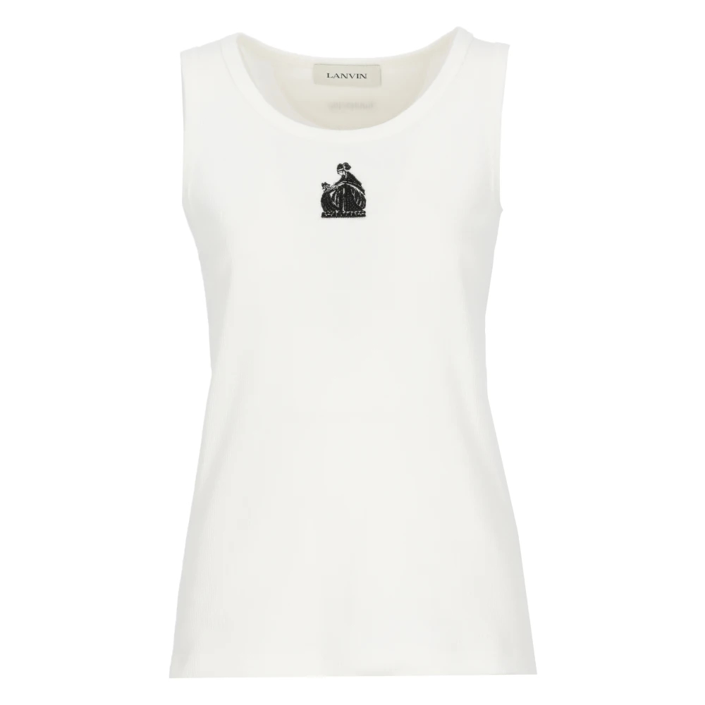 Lanvin Damen Weiß - Ärmelloses Besticktes Top - Tops - S
