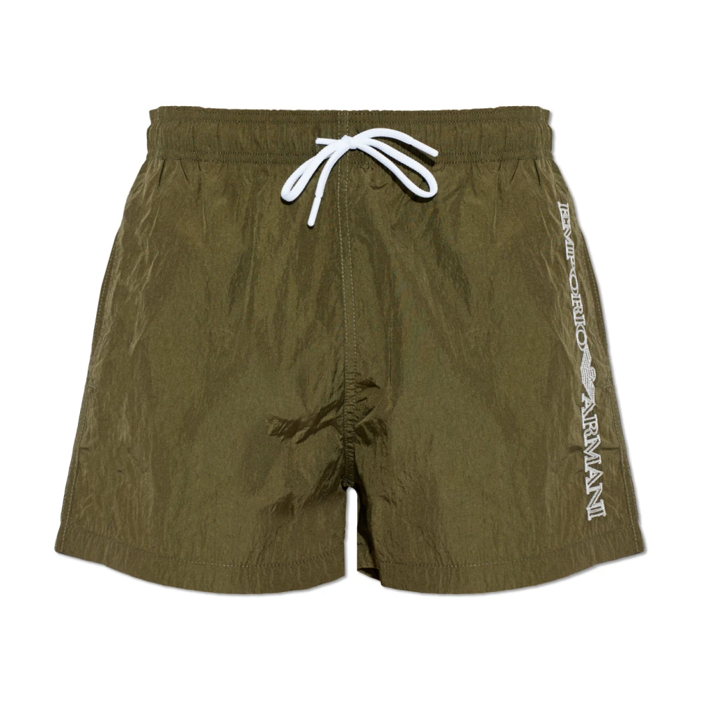 Emporio Armani Herren Grün - Badeshorts Mit Gesticktem Logo - Swimwear - 2XL