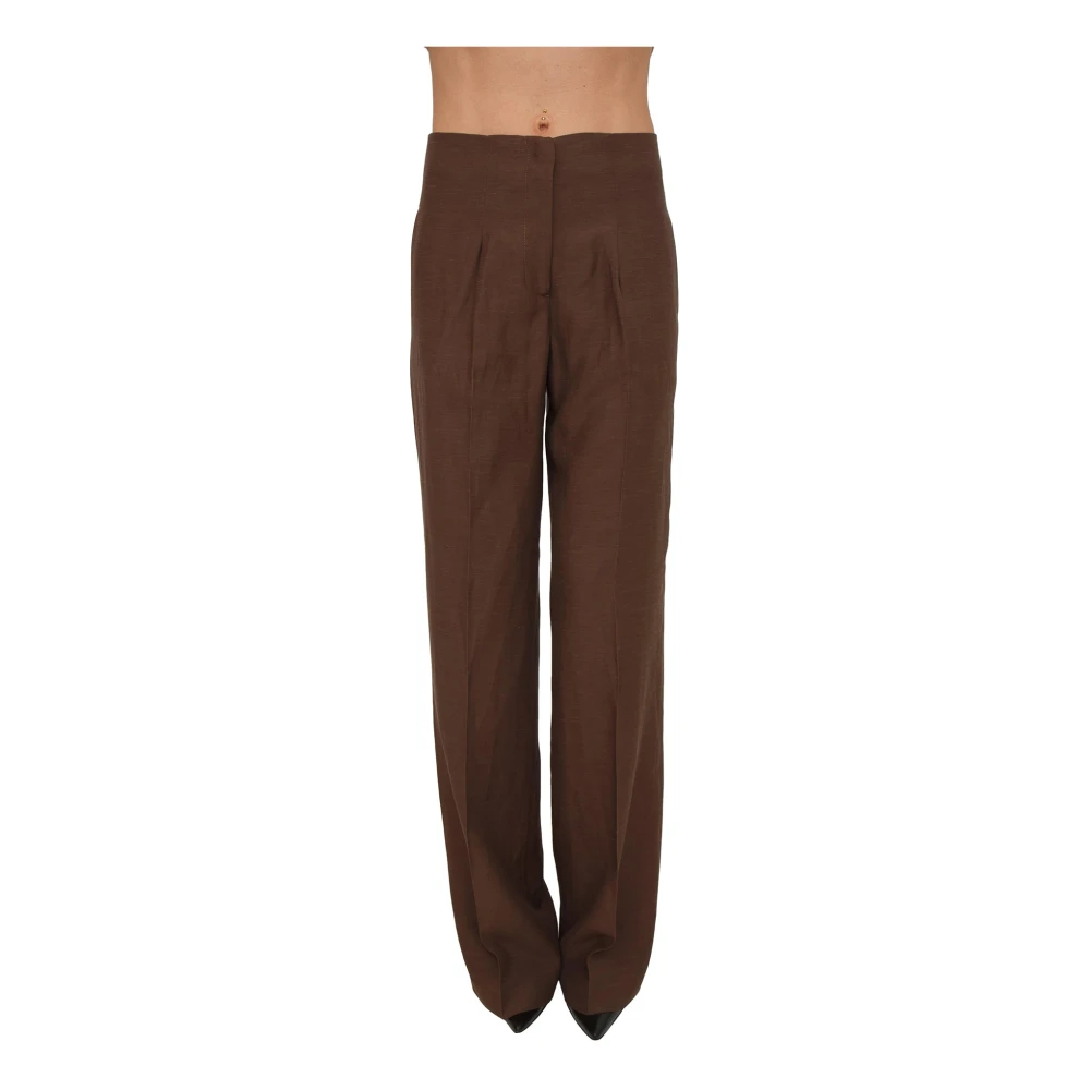 Blugirl Damen Braun - Wide Leg Lino Enver Satin Hose - Trousers - 2XS