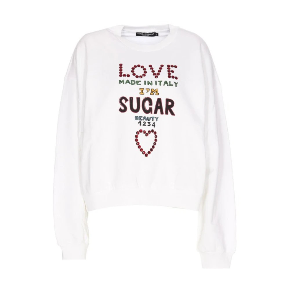 Dolce & Gabbana Damen Weiß - Sweatshirt Mit Rundhalsausschnitt Und Print - Sweatshirts & Hoodies - Xs