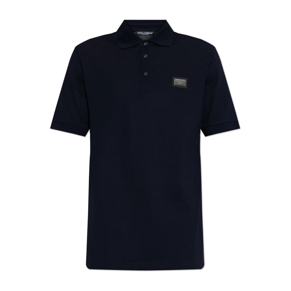 Dolce & Gabbana Herren Schwarz - Polo Shirt Mit Logo-Applikation - Tops - K - 3XL