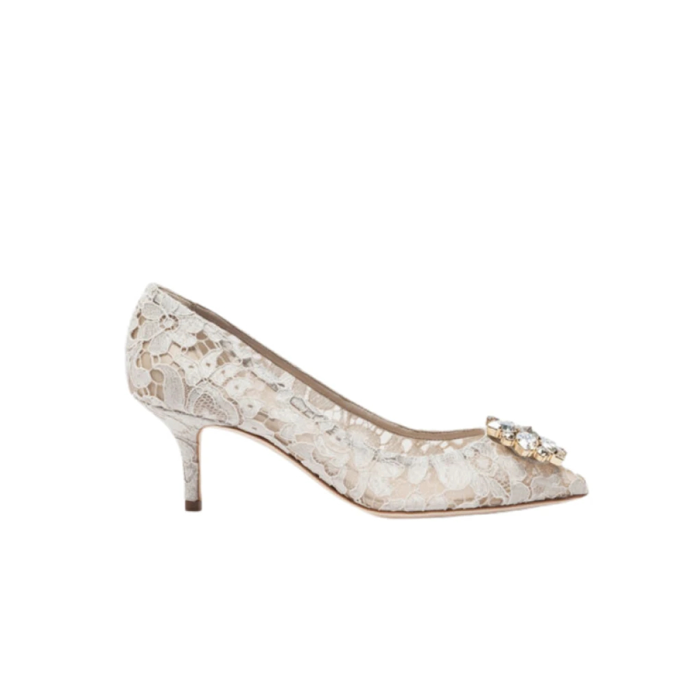 Dolce & Gabbana Damen Beige - Weiße Taormina Pumps Mit Kristallen - Shoes - 40 Eu