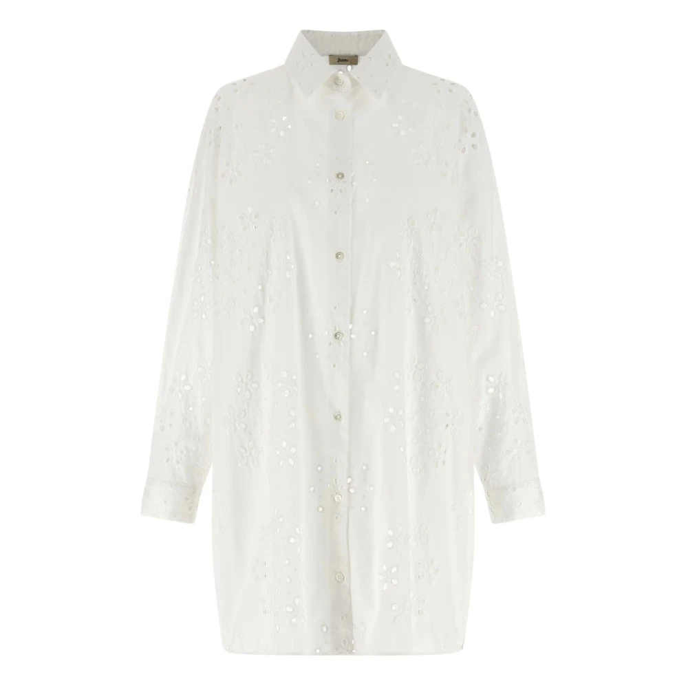 Herno Damen Weiß - Hemd Aus Baumwolle Mit Lochstickerei - Blouses & Shirts - S
