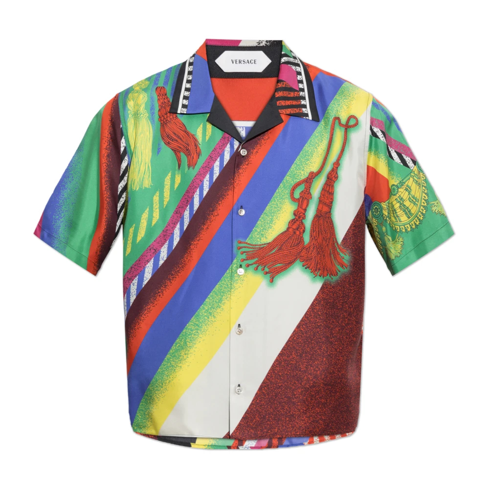 Versace Herren Multicolor - Seidenhemd Mit "Formula 6" Print - Shirts - Mehrfarbig - L