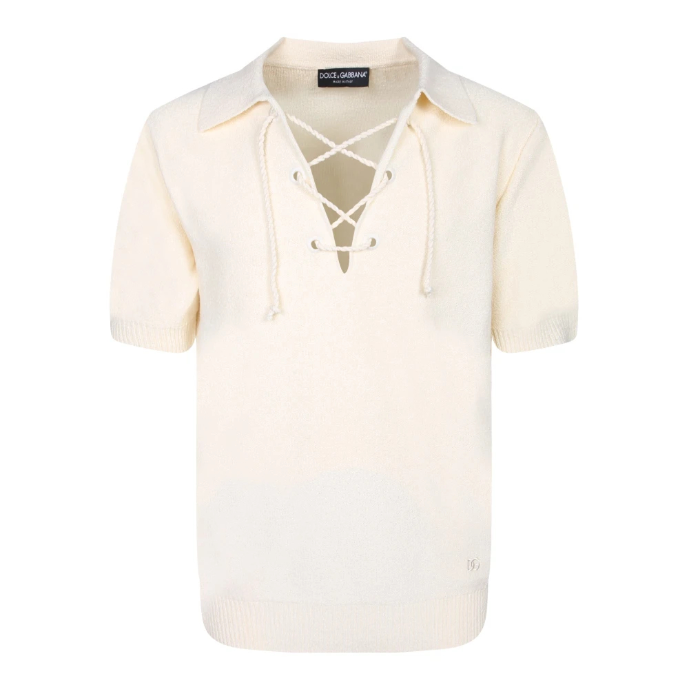 Dolce & Gabbana Herren Weiß - Polohemd Aus Baumwoll-Piqué Mit Logo-Applikation - Tops - Xl
