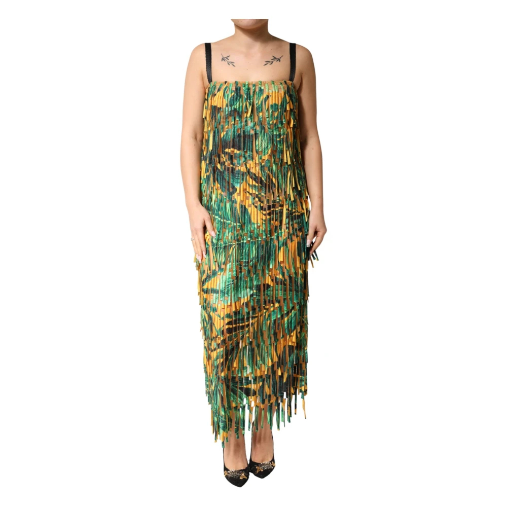 Dolce & Gabbana Damen Multicolor - Kleid Mit Tropischem Print Und Fransen - Dresses - Mehrfarbig -S