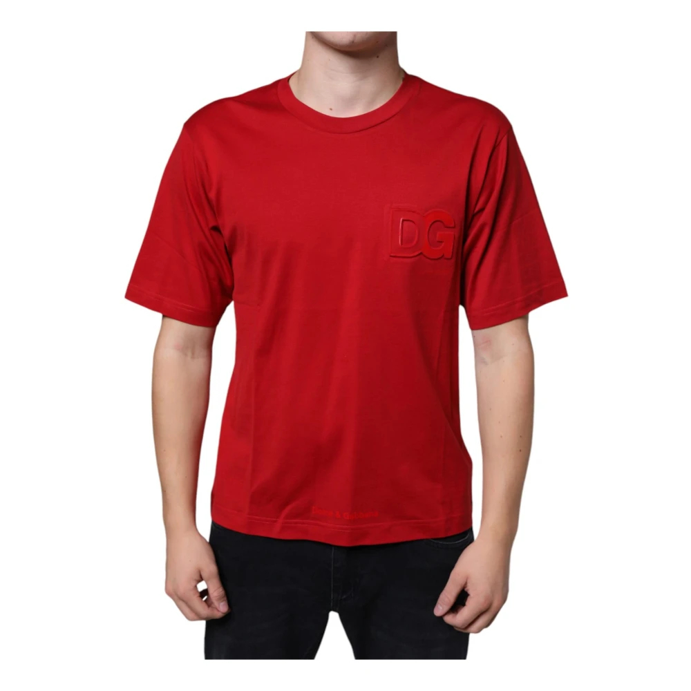 Dolce & Gabbana Herren Rot - Es Baumwoll Logo Print T-Shirt - Tops - S
