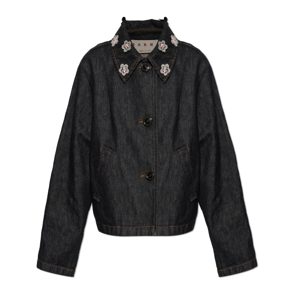Marni Damen Blau - Jeansjacke Mit Floralen Applikationen - Jackets - Xs