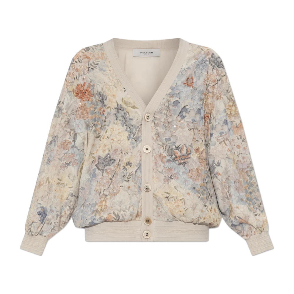 Golden Goose Damen Beige - Strickjacke Mit Schimmernden Applikationen - Knitwear - S