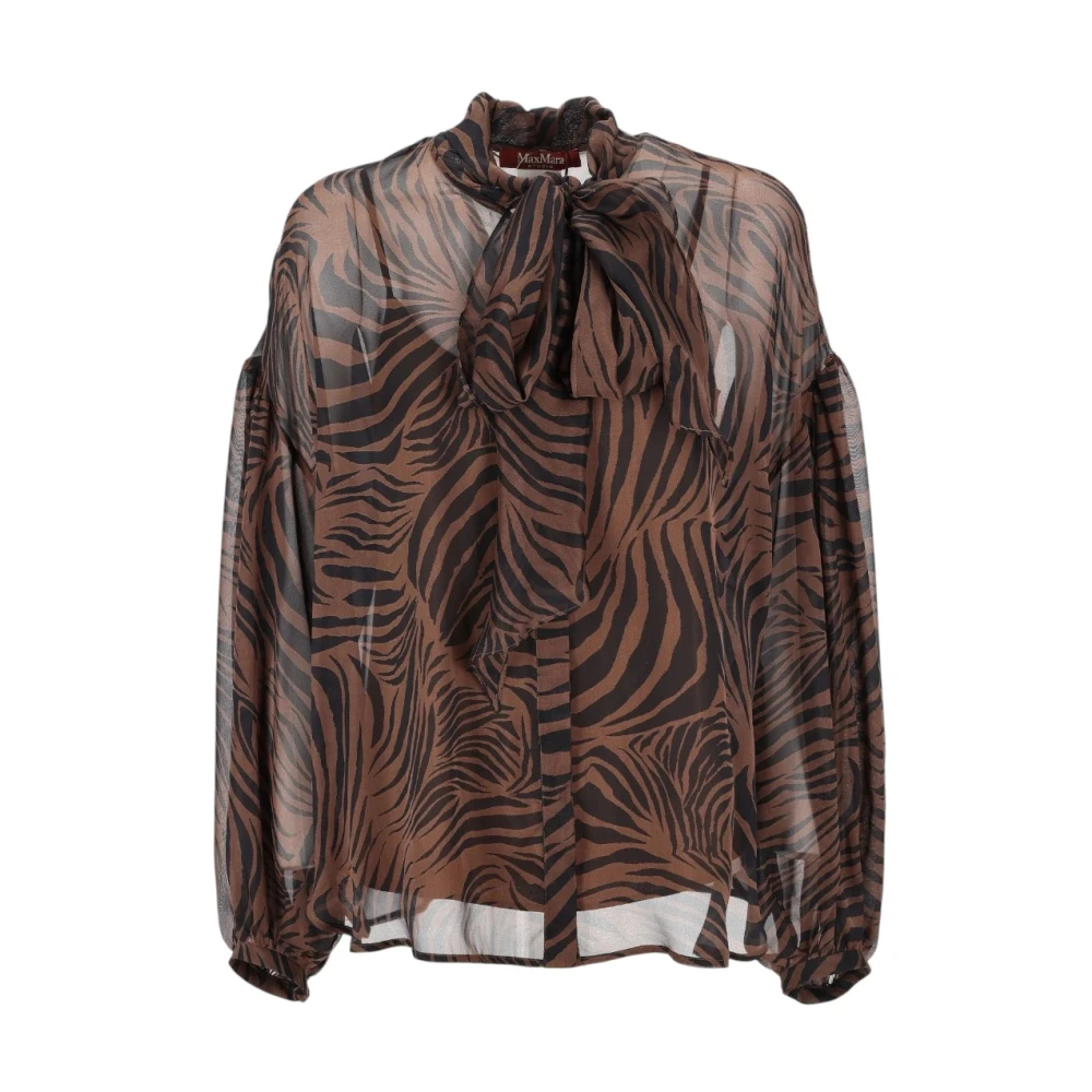 Max Mara Studio Damen Braun - Seidenbluse Mit Animal-Print - Blouses & Shirts - Xs