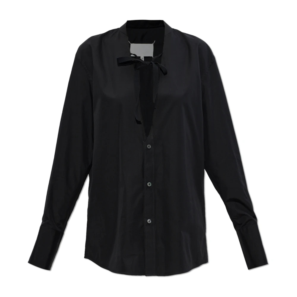 Maison Margiela Damen Schwarz - Shirt Mit Dekorativem Band - Blouses & Shirts - K - Xs