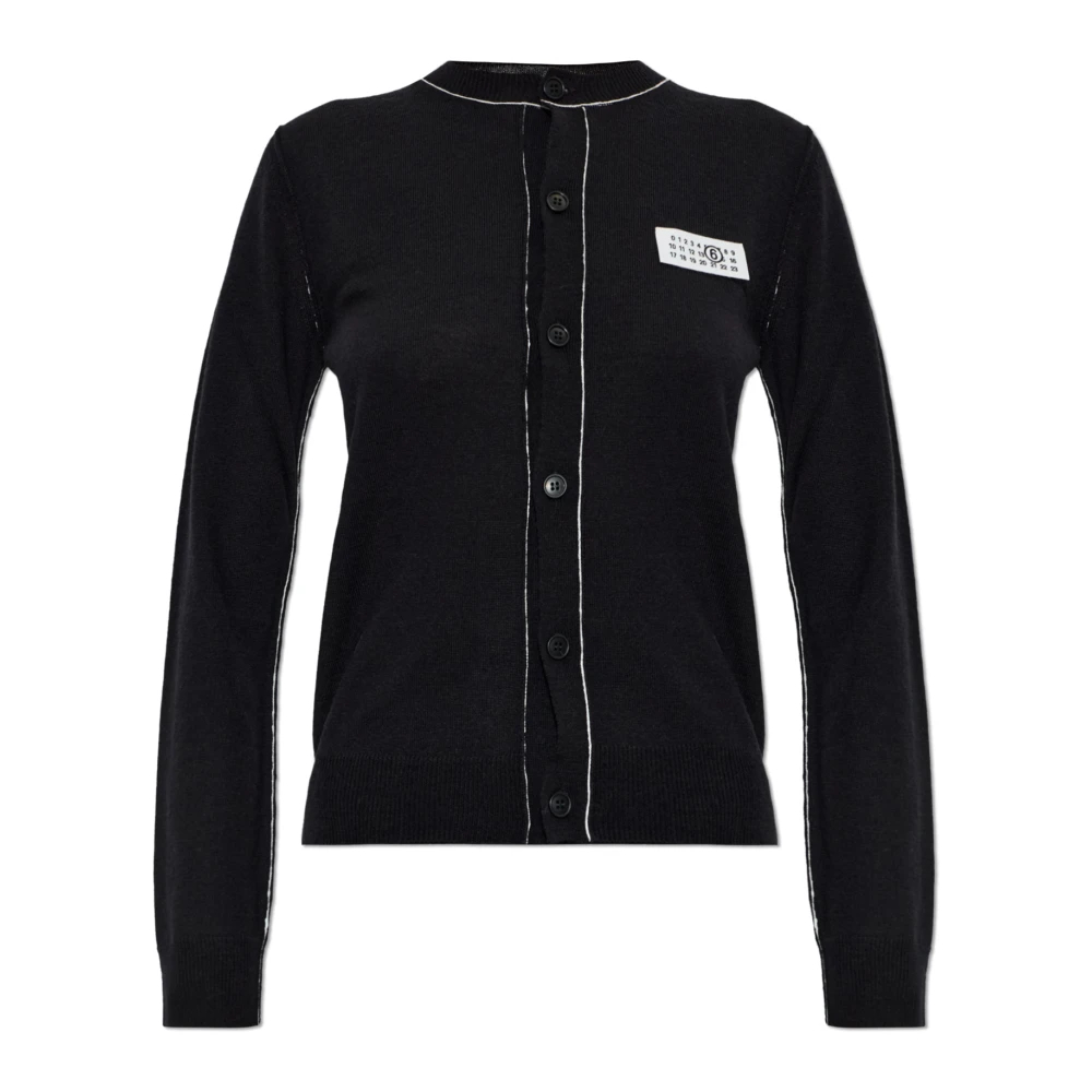 MM6 | Black wool blend cardigan with contrasting trims | Women | M - Bild 8