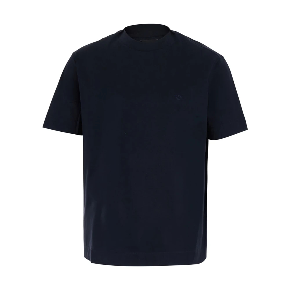Emporio Armani Herren Blau - Jersey-T-Shirt Mit Mikro-Adler-Stickerei - Tops - L