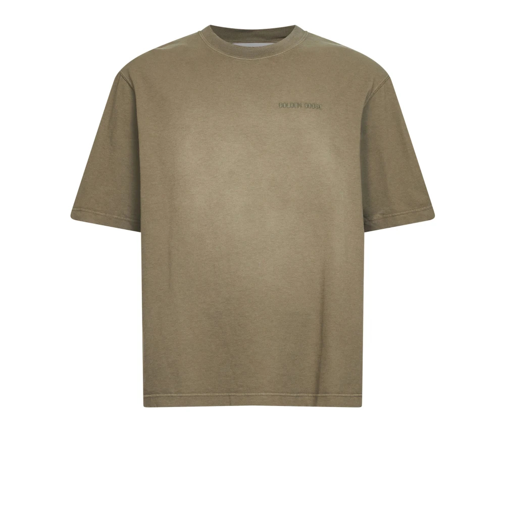 Golden Goose Herren Beige - T-Shirt Aus Baumwolljersey Mit Gesticktem Logo - Tops - S