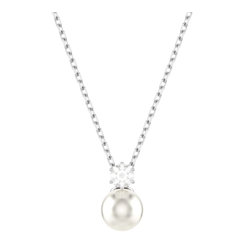 Swarovski Damen Weiß Kette Mit Anhänger "Schmuck Geschenk Halskette Matrix", Silber (Metallfarben, Kristall, Weiß), Halsketten, Metall Perlen, L: 4... - Bild 6