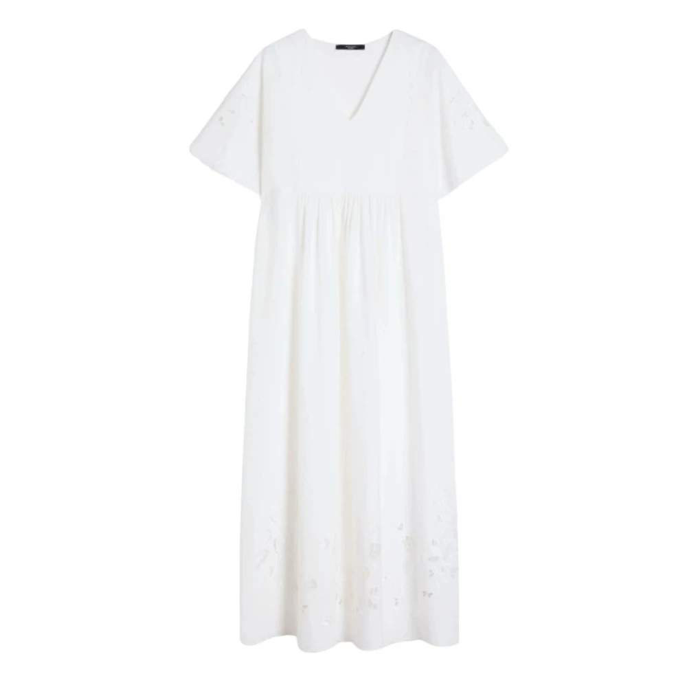 Weekend Max Mara Damen Weiß - Tartufo Kleid Aus Baumwoll-Popeline Mit Ajourstickerei - Dresses - L