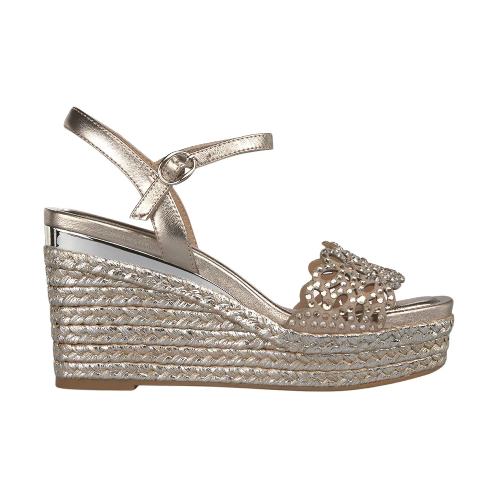 Alma En Pena Damen Braun - Espadrille-Sandalen Mit Keilabsatz Und Breitem - Besticktem Riemen - Shoes - 40 Eu