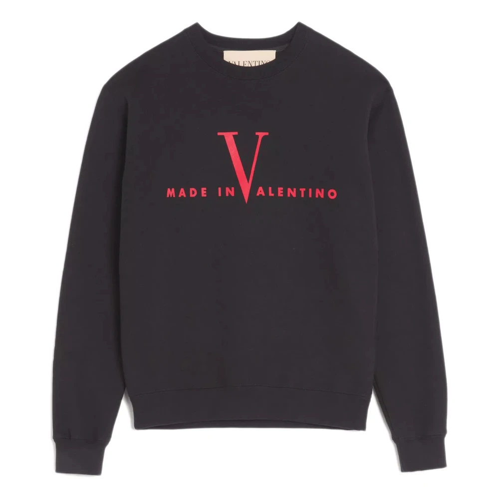 Valentino Garavani - Baumwoll-Rundhals-Sweatshirt Mit „Made In Valentino“-Print - Sweatshirts & Hoodies - Herren - Schwarzk - L