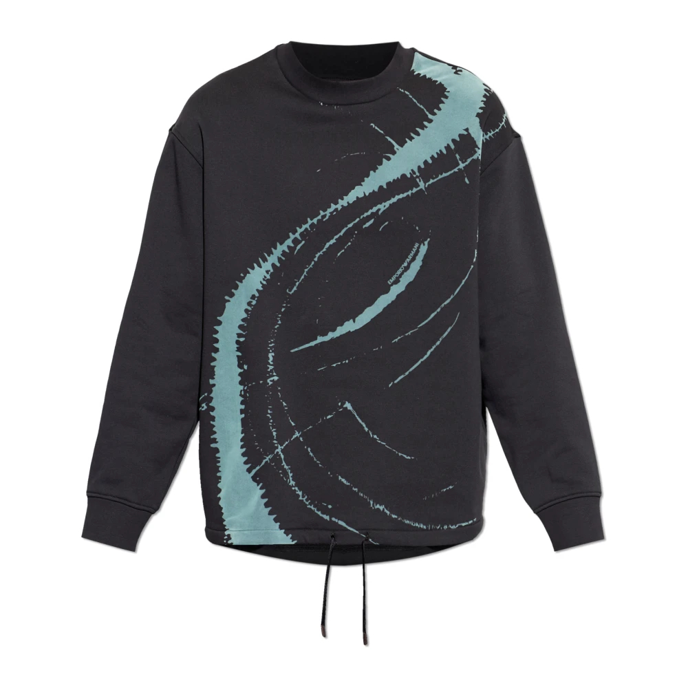Emporio Armani Herren Schwarz - Oversize-Sweatshirt Aus French-Terry-Jersey Mit Flockprint - Sweatshirts & Hoodies - K - S