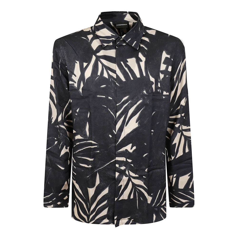Emporio Armani Herren Multicolor - Comfort-Fit Hemd Aus Fließendem Viskose Mit Allover-Print - Shirts - Mehrfarbig - M