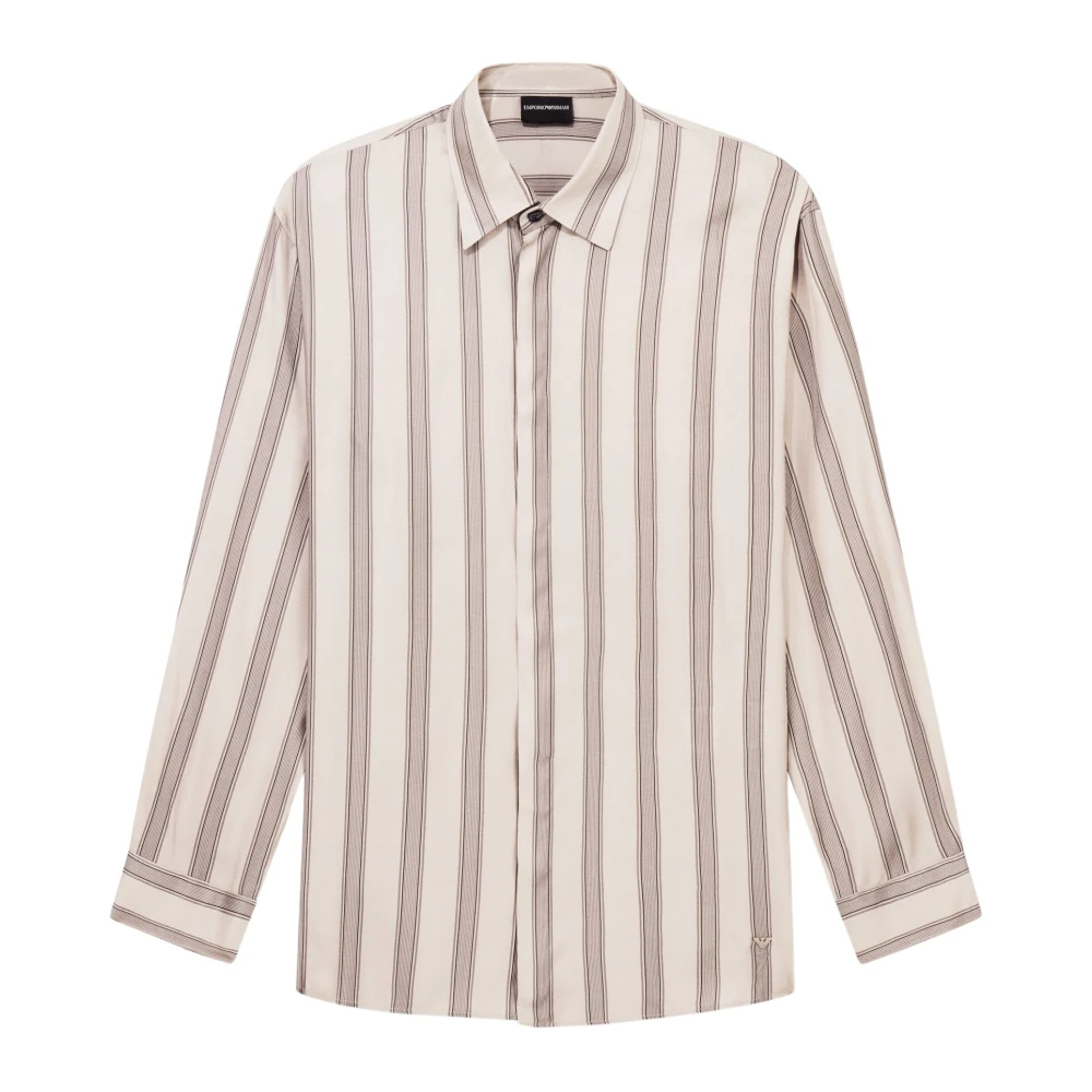 Emporio Armani Herren Beige - Comfort-Fit Hemd Aus Fließendem Viskose Mit Allover-Print - Shirts - Xl